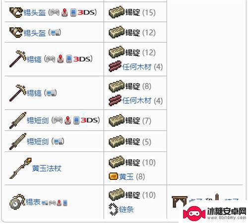 泰拉瑞亚锡锭怎么用 泰拉瑞亚锡锭可以制作哪些物品