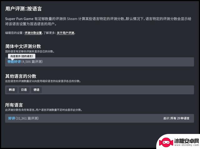 Steam更新：同一游戏两种评分方式，根据语言显示评测分数