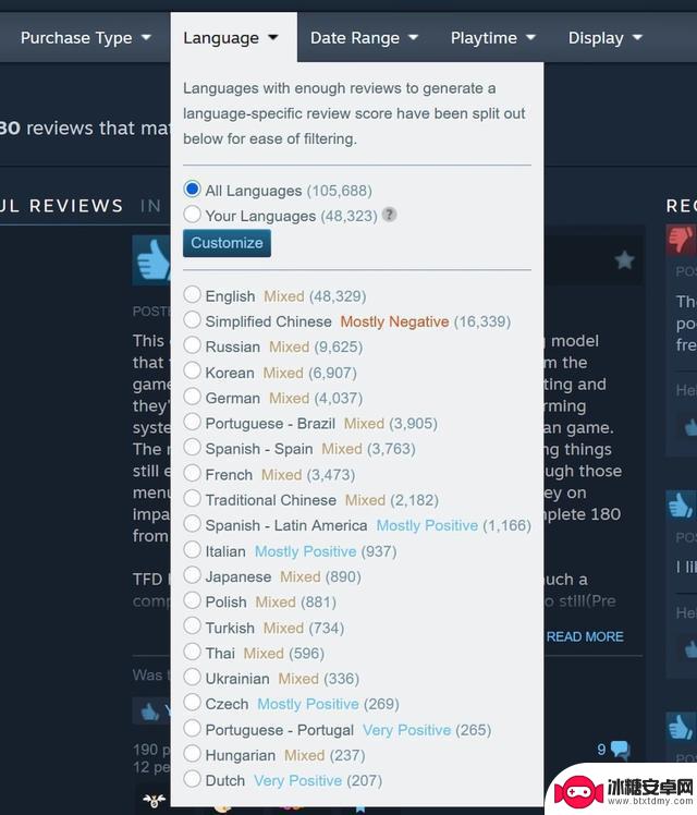 Steam更新：同一游戏两种评分方式，根据语言显示评测分数